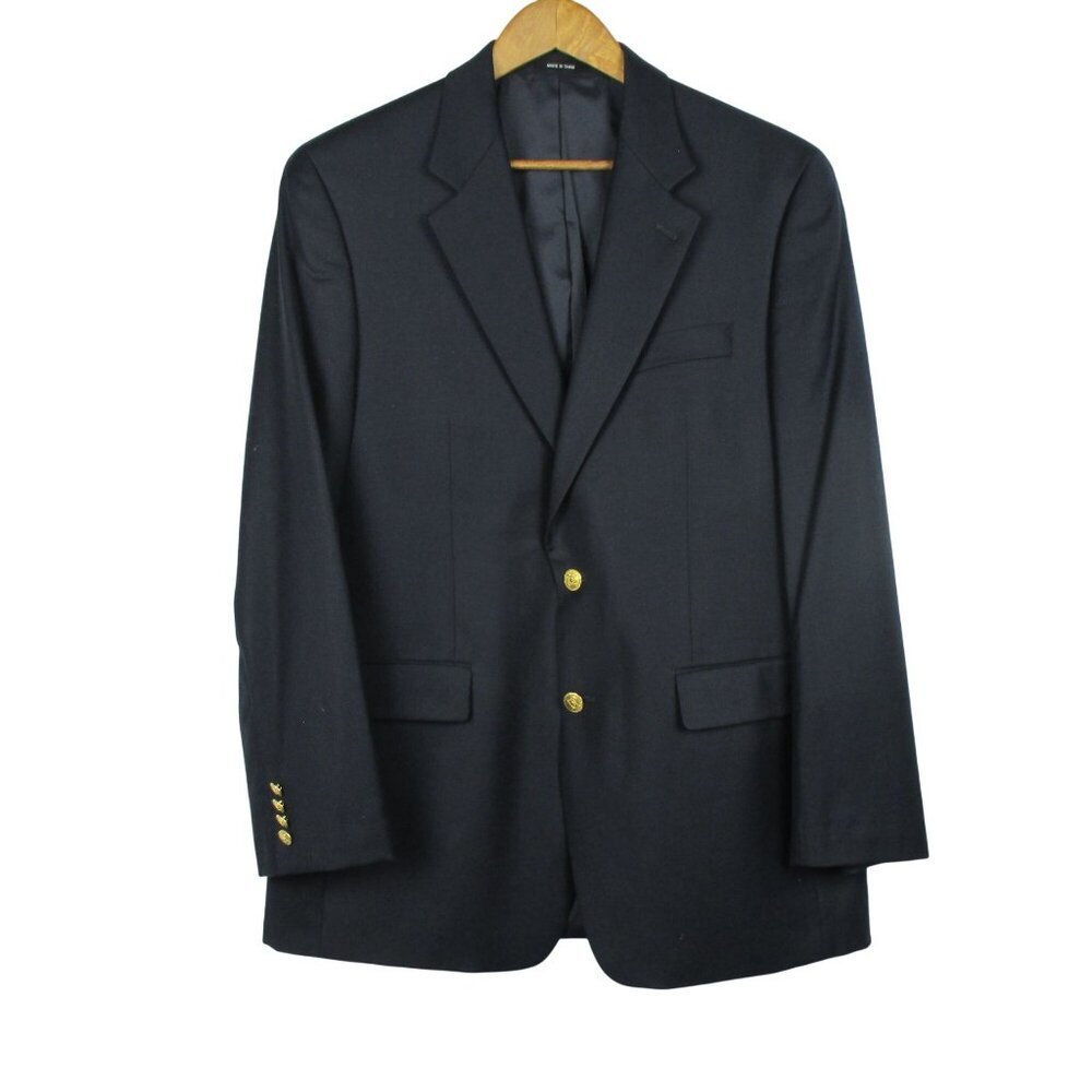 Lauren Ralph Lauren Men's Gold Button Blue Blazer Wool 40R Old Money Classic